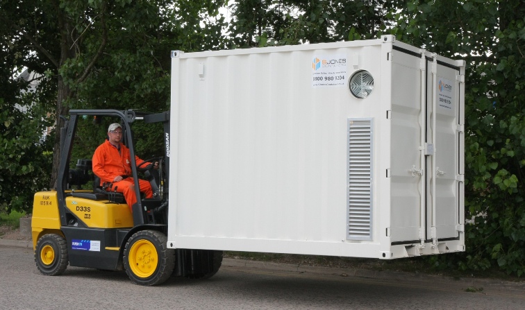 10 ft White Container being Transported