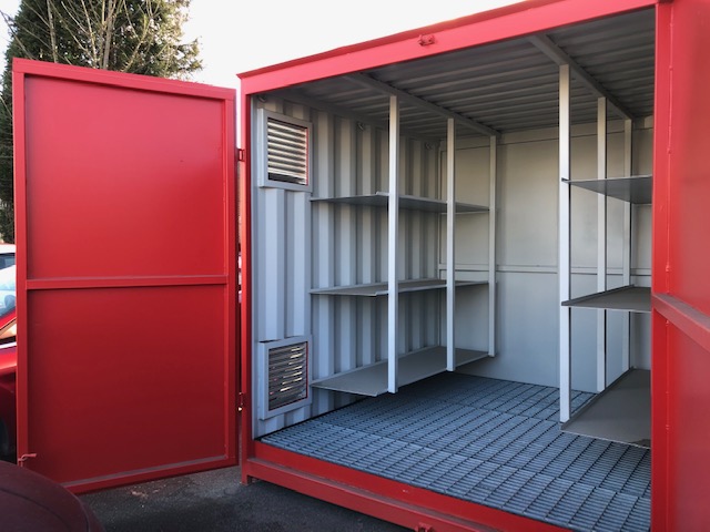 Red Container with Silver Interior & Racking