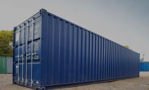 40 foot blue container on gravel
