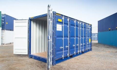 Blue 20ft Shipping Container With Open Doors
