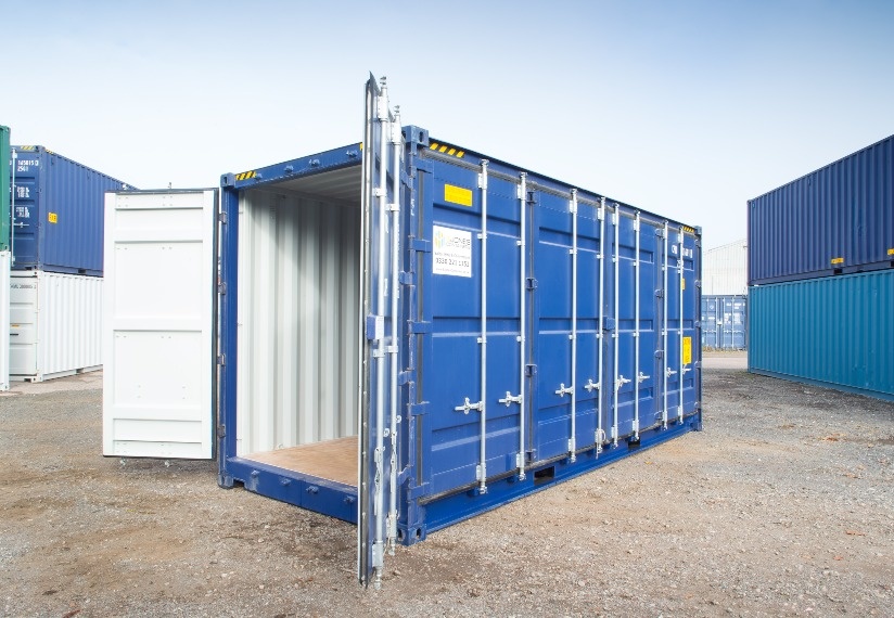 Blue 20ft Shipping Container With Open Doors