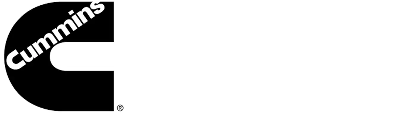 Cummins logo, featuring a bold, stylized letter "C" with the company name "Cummins" written diagonally inside it. The design is simple, black and white, with a registered trademark symbol (Ā®) in the lower right corner.