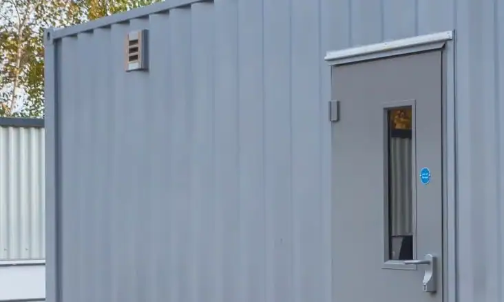 A grey lithium-ion battery storage container