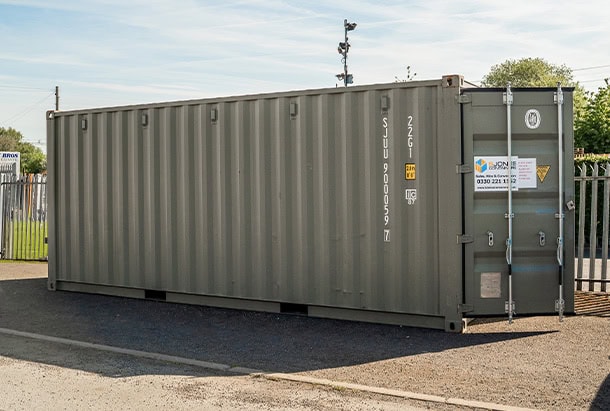 20ft SJUU (S Jones Containers) shipping container supplied to Wolverhampton Food Bank, The Well, through the Charity-Box container hire initiative. The container provides secure and weather-resistant storage for food donations, supplies, and community support resources, helping the charity expand its capacity to support people in need across the local area.